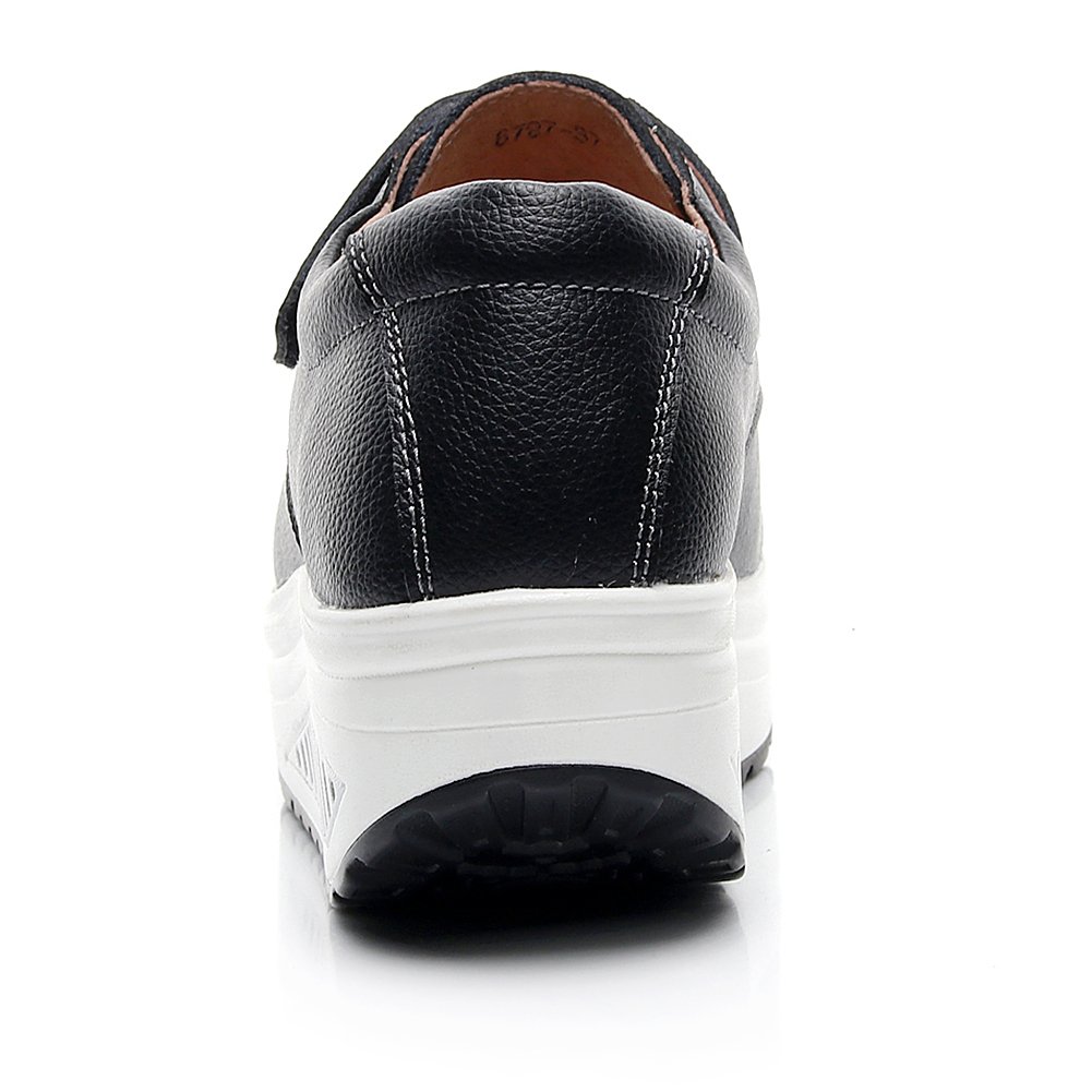 rismart Mujer Cuña Bucle Cómodo Plataformas Cuero Zapatillas Zapatos