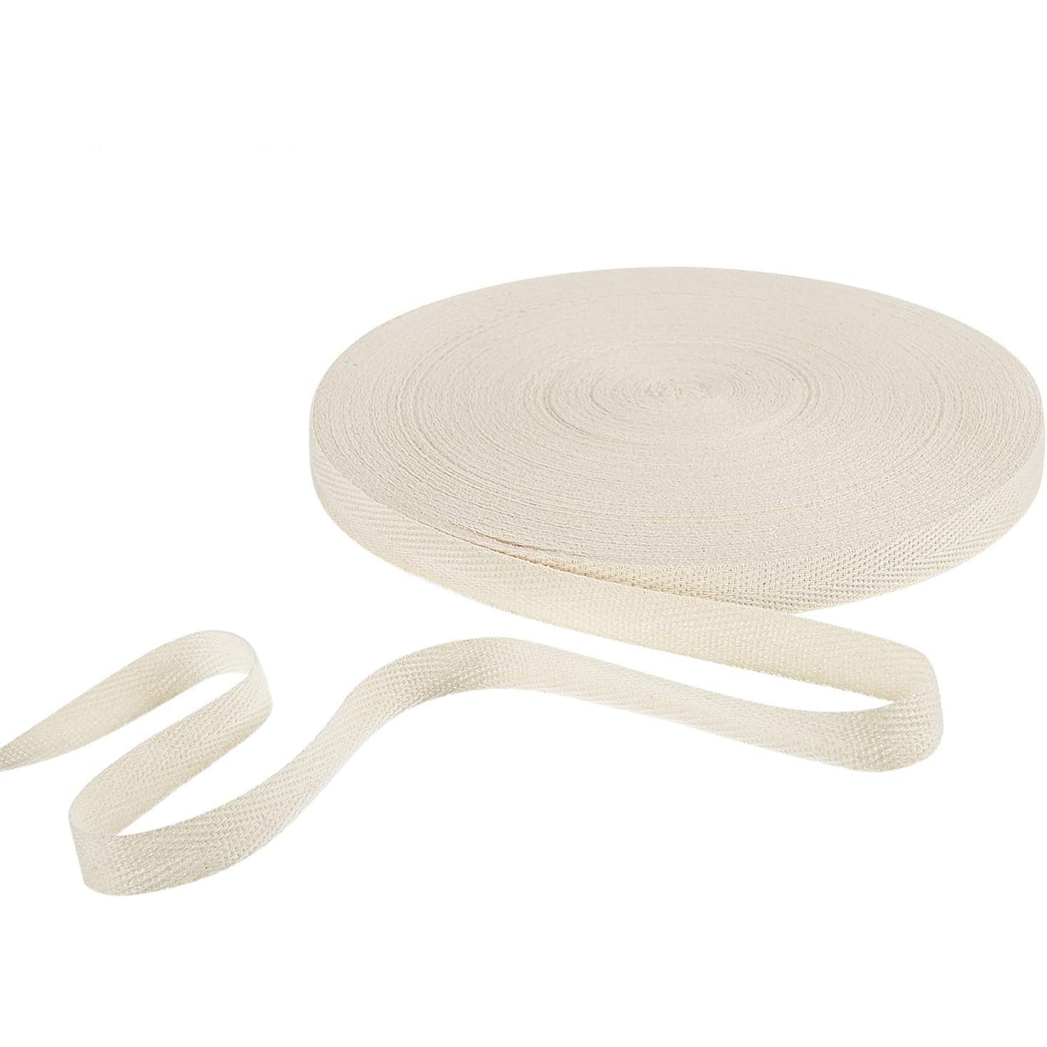 Mkono Twill Tape Ribbon Soft Natural Herringbone Webbing Tape Roll Twill Tape Ribbon Bias Binding Tape for DIY Crafts Sewing Knit, (10 mm x 20 Meter, Ivory)