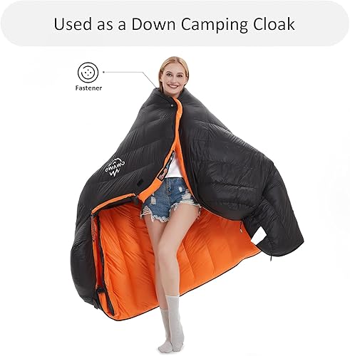 Miniatura 5 de Saco de dormir de plumón de pato de 15F y 10F para adultos, potencia de relleno de 650, ultraligero para 4 estaciones, saco de dormir rectangular