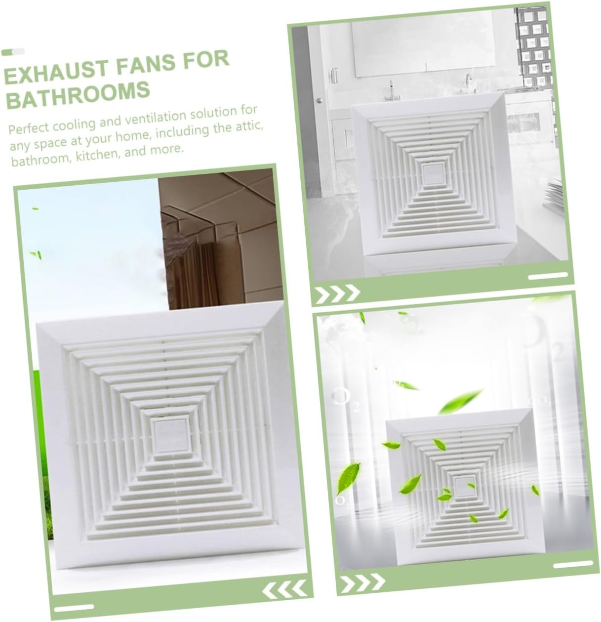 NUOBESTY Powerful Silent Bathroom Exhaust Fan 8-inch 40w Ventilation Fan for Kitchen and Bathroom with 20x20cm Cutout, Household Air Ventilation