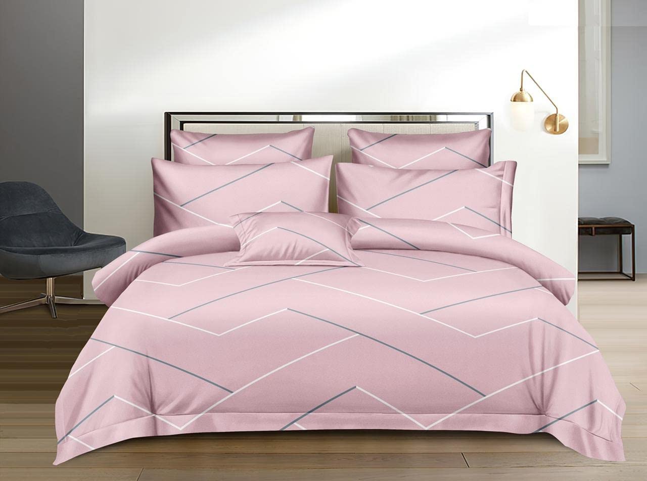THE HOME STYLE Super Soft Cotton 350 TC King Size Printed Pillow Covers Ll Pillow Cases Ll Set Of 2 Piece- 18"X 28" Inches (Ballet Pink)
