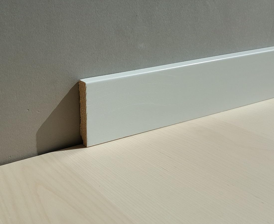 Listwa przypodłogowa z litego drewna 10 x 60 x 2500 mm, lite drewno, biała, do klejenia, przykręcania i gwoździ, listwa przypodłogowa firmy PROVISTON 62,5 m | 25 sztuk
