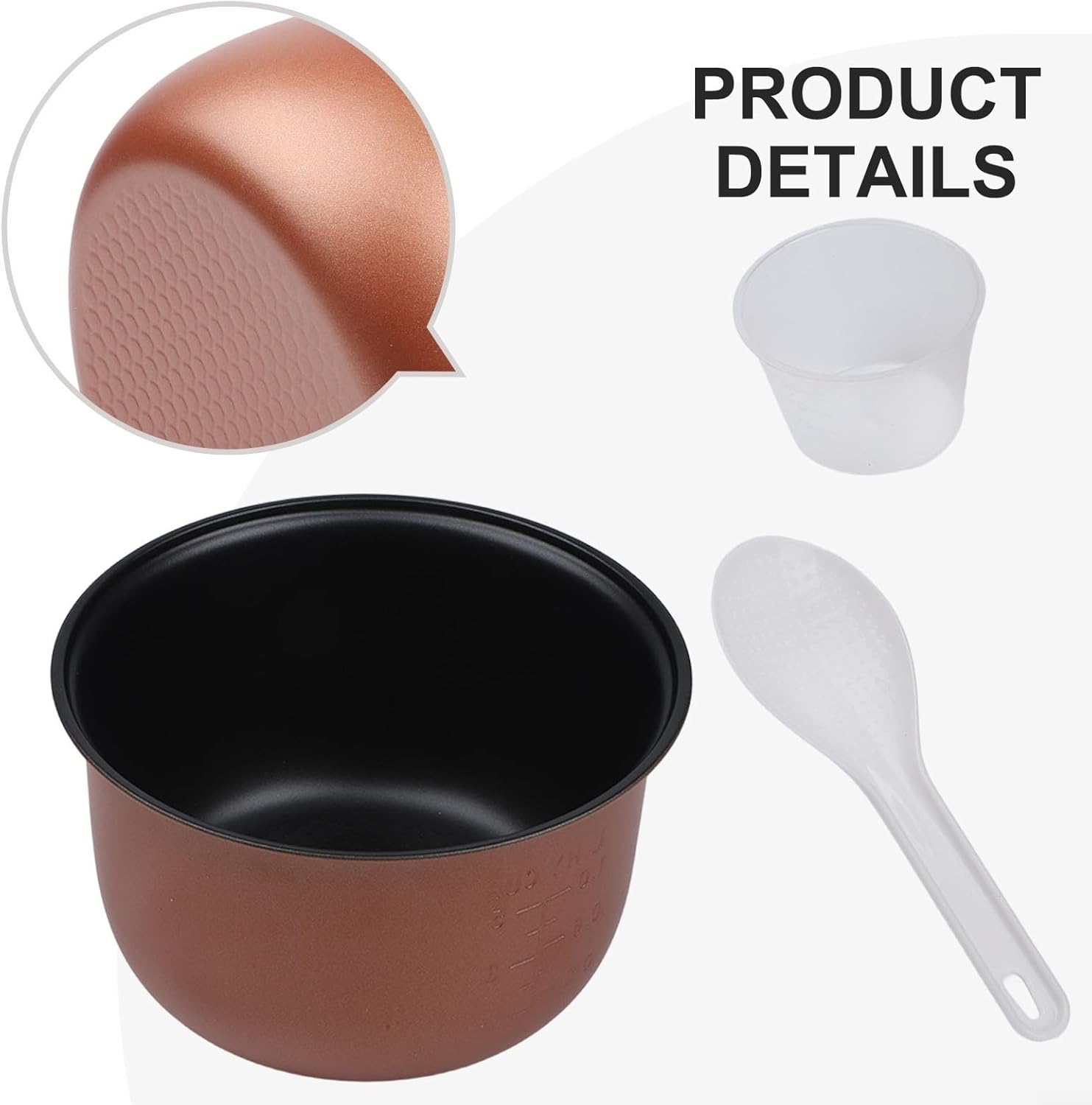 Non- Rice Cooker Inner Pot Replacement Liner – Aluminum Alloy Cooking Pot with Measurement Marks for Steaming, Soups & Rice, Compatible with Standard Rice(2L)