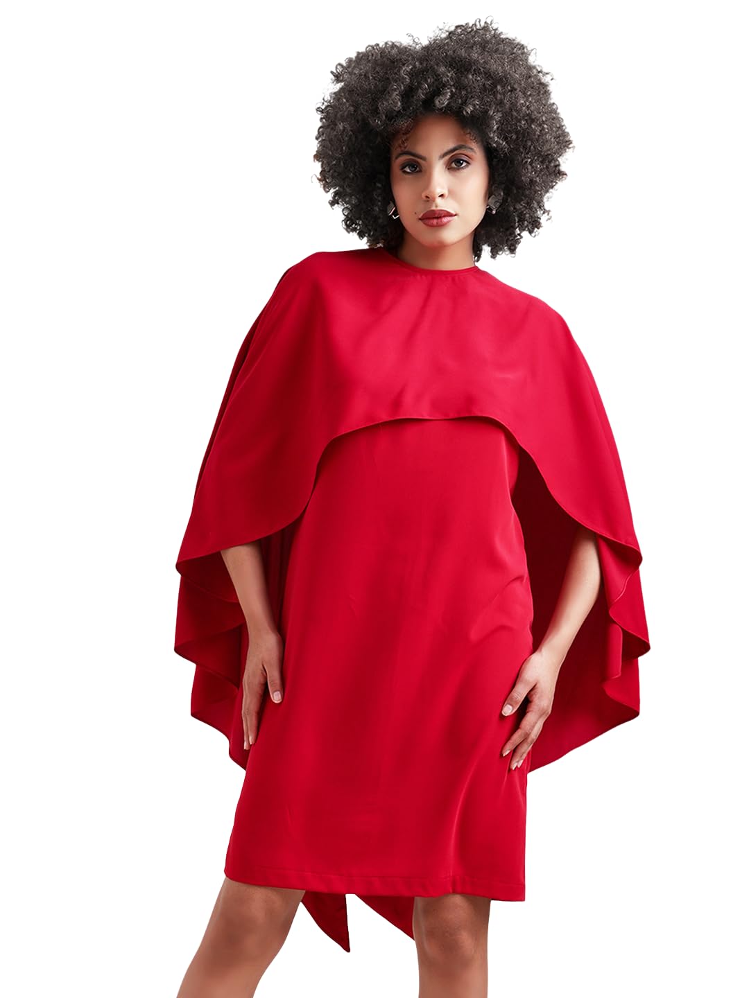 office & you Women Asymmetrical Cape Jacket – Round Neck Open Sleeve Layering Cape for Formal Party, Smart Casual-picture-30