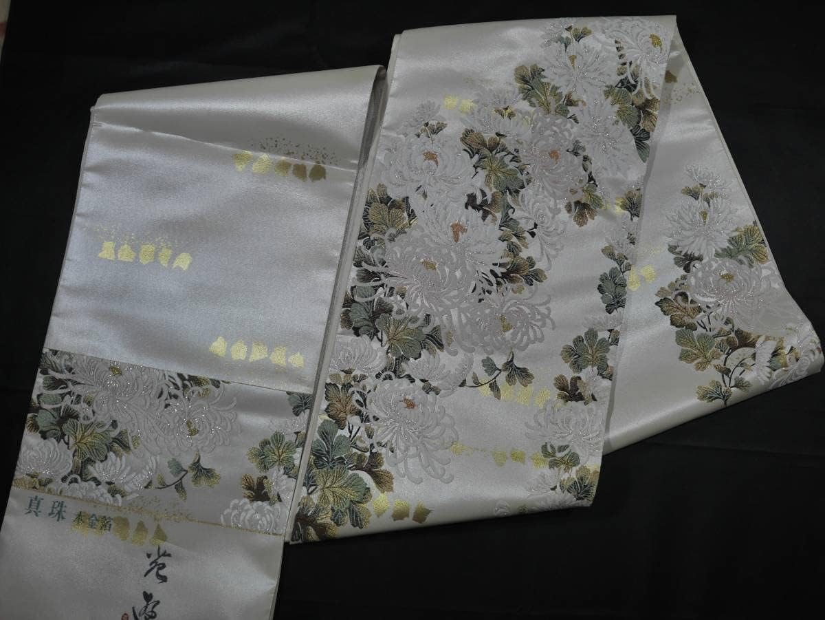 正絹 螺鈿入り吉祥文様 六通袋帯 螺鈿細工 金華山 輪奈織 西陣織 袋帯