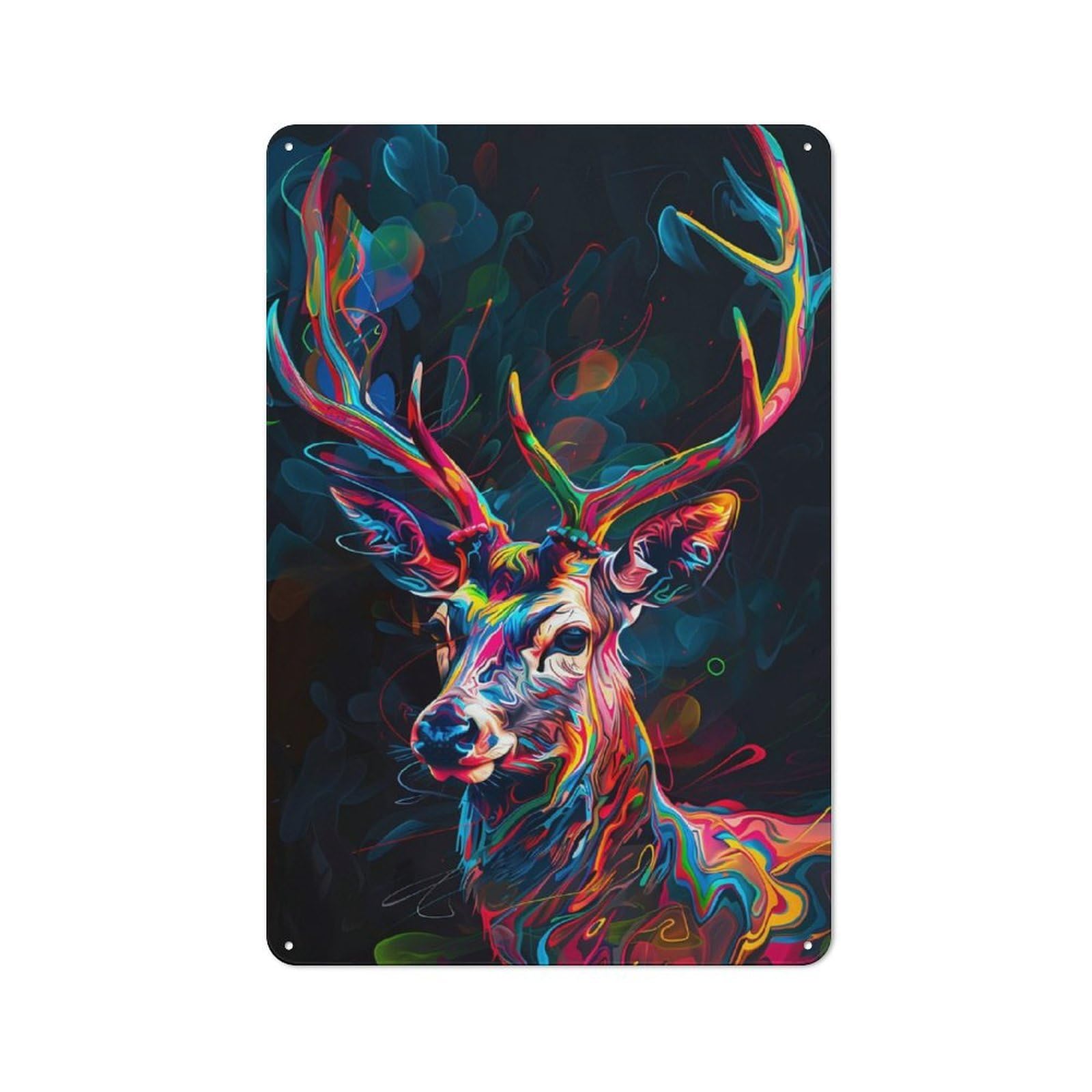 Junmoney Abstract Deer Rustic Tin Sign 30X20cm, Vintage Porch Wall Decor For Conservatory, Home Bar Or Utility Room