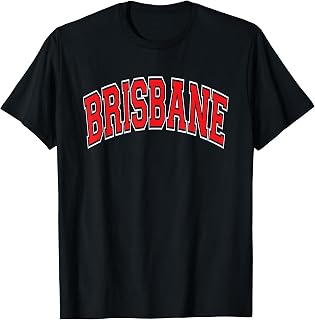 Brisbane Arched Red Text T-Shirt