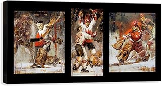 Summit Series Canvas Print 3 Images in One with Black Background - Team Canada vs Soviets 1972 Summit Series Hockey Wall Art Decor