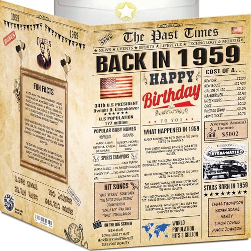 67th Birthday Card for Women Men - Back In 1959 Newspaper - 67 th Happy BIRTHDAY card - 67 birthday gift for Her Him - JUMBO size - 67th birthday decorations Dad Mom - Best gifts for 67 year old