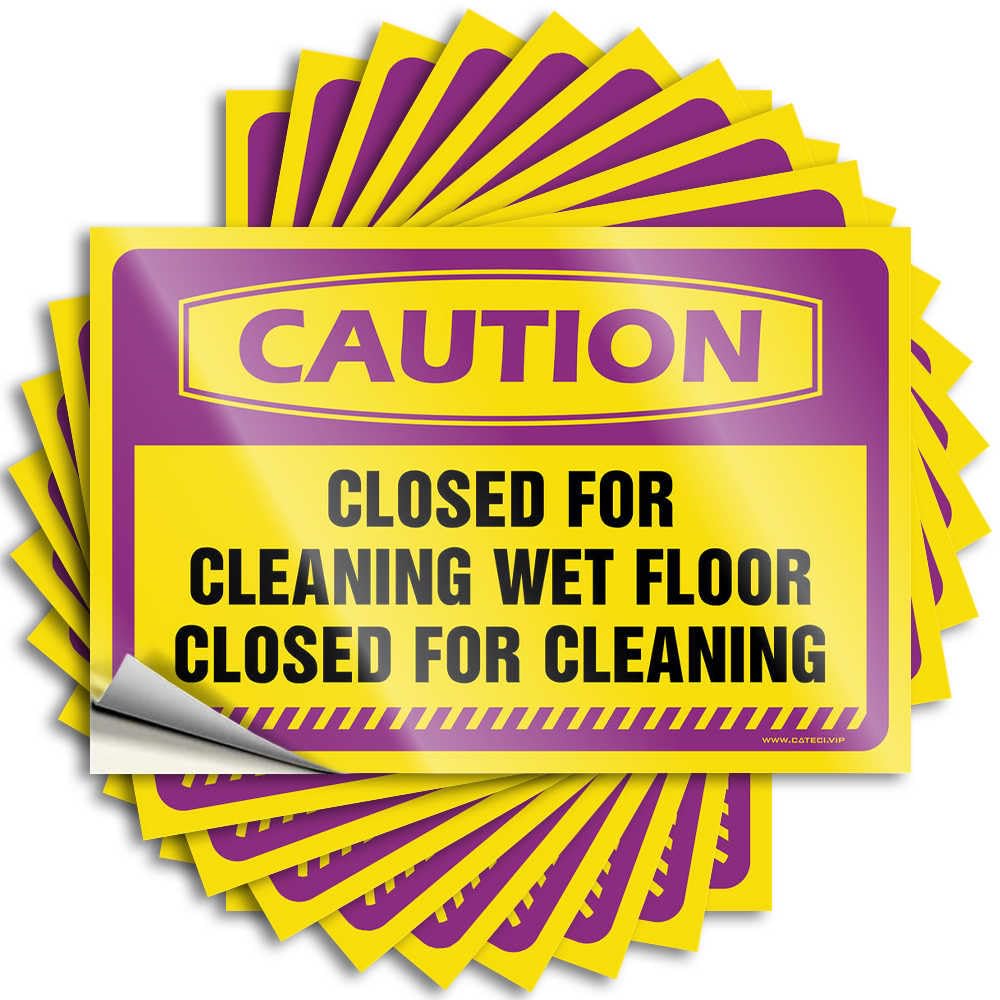 Fzfn Colour Caution Closed For Cleaning Wet Floor Neutral Saying | Outdoor Camping Accessories Waterproof Vinyl Case Absorbing Removable Decal Peel Stick(8X12cm)