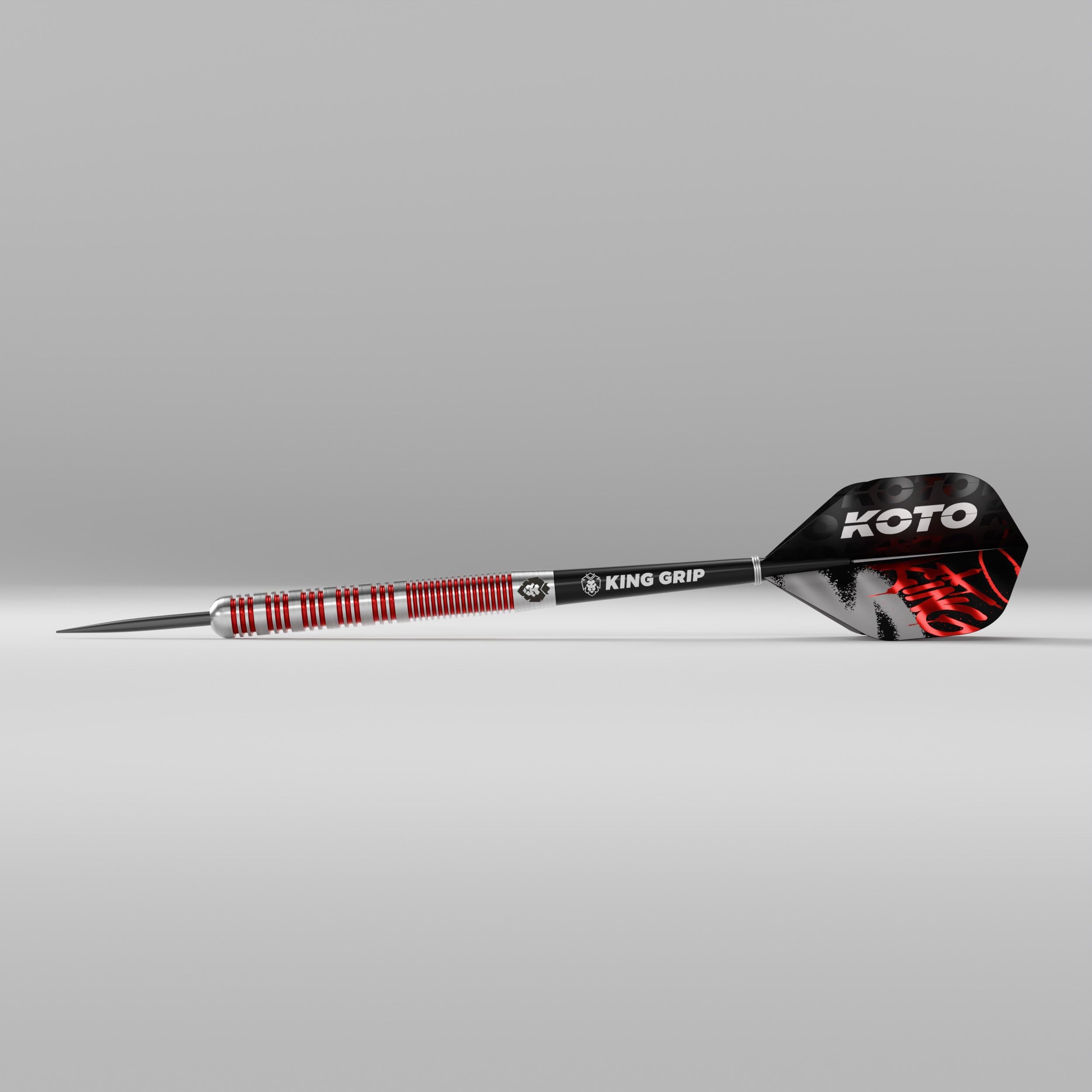 KOTO Lot de 3 fléchettes Tribute avec barils, ailettes, tiges et porte-fléchettes, grip fixe Argenté rouge