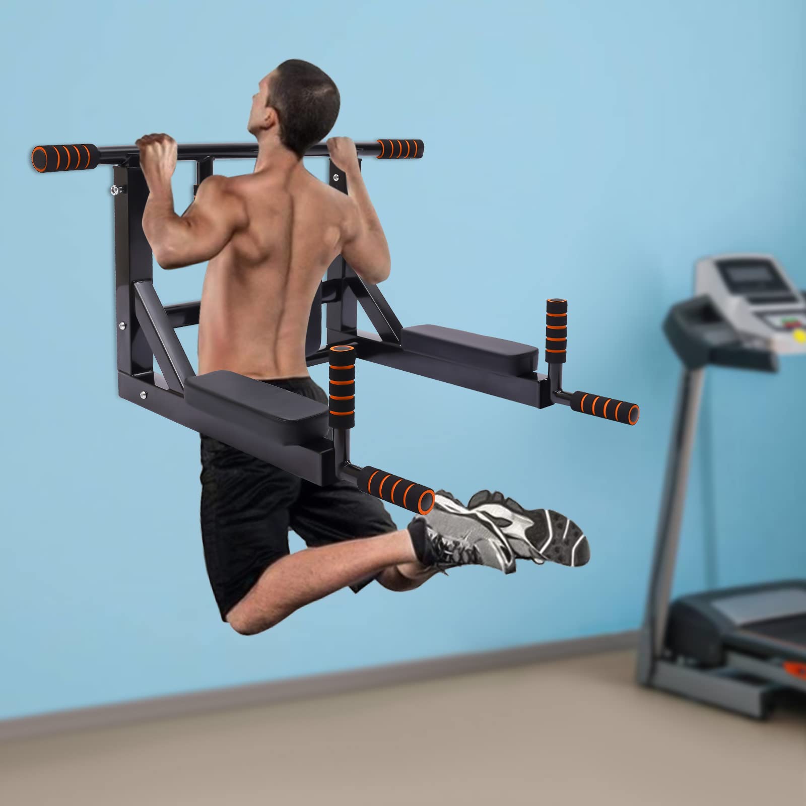 Multifunctional Wall Mounted Pull Up Bar - Barra per trazioni, max. 200 kg, per allenamento in casa, palestra, allenamento