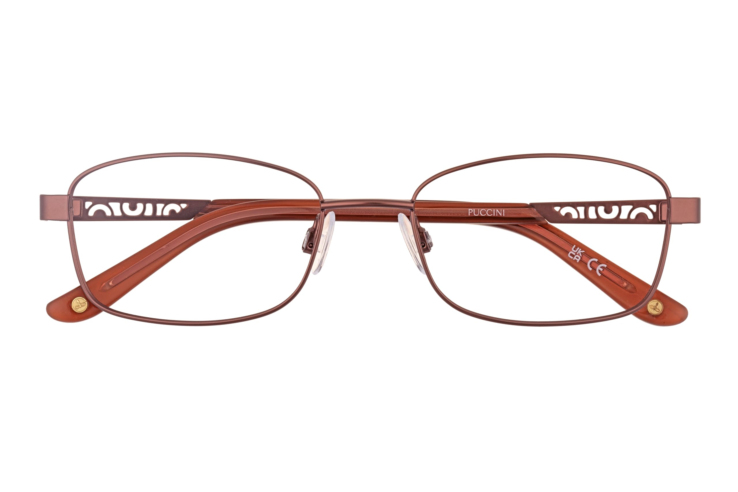 Puccini Brille mit Sehstärke für Damen optional mit Sonnenbrillentönung oder Blaulichtfilter, Oval, gefertigt aus Metall (inklusive Brillenetui)