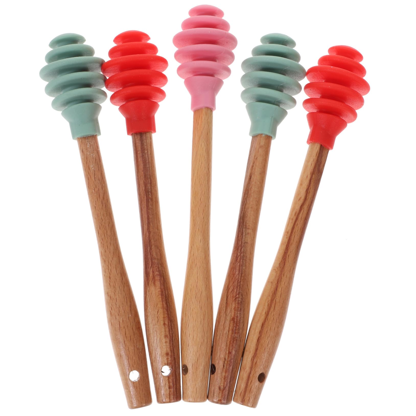 Cabilock 5pcs Silicone Honey Dipper Honeycomb Stirrer Honey Stick Honey Dippers Honey Spoons Mini Whisk Mini Honey Dipper Mini Honey Jars Syrup Stick Server Jar Dipper Wooden re-usable
