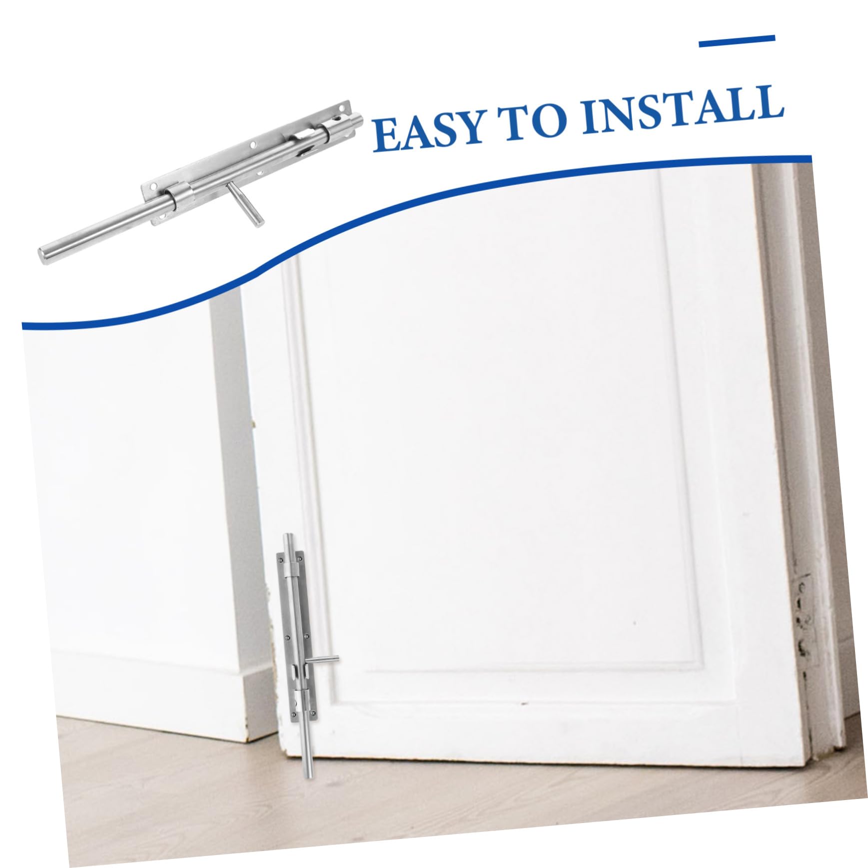 Loquet Coulissant de Porte en Acier Inoxydable Renforcé, Argenté