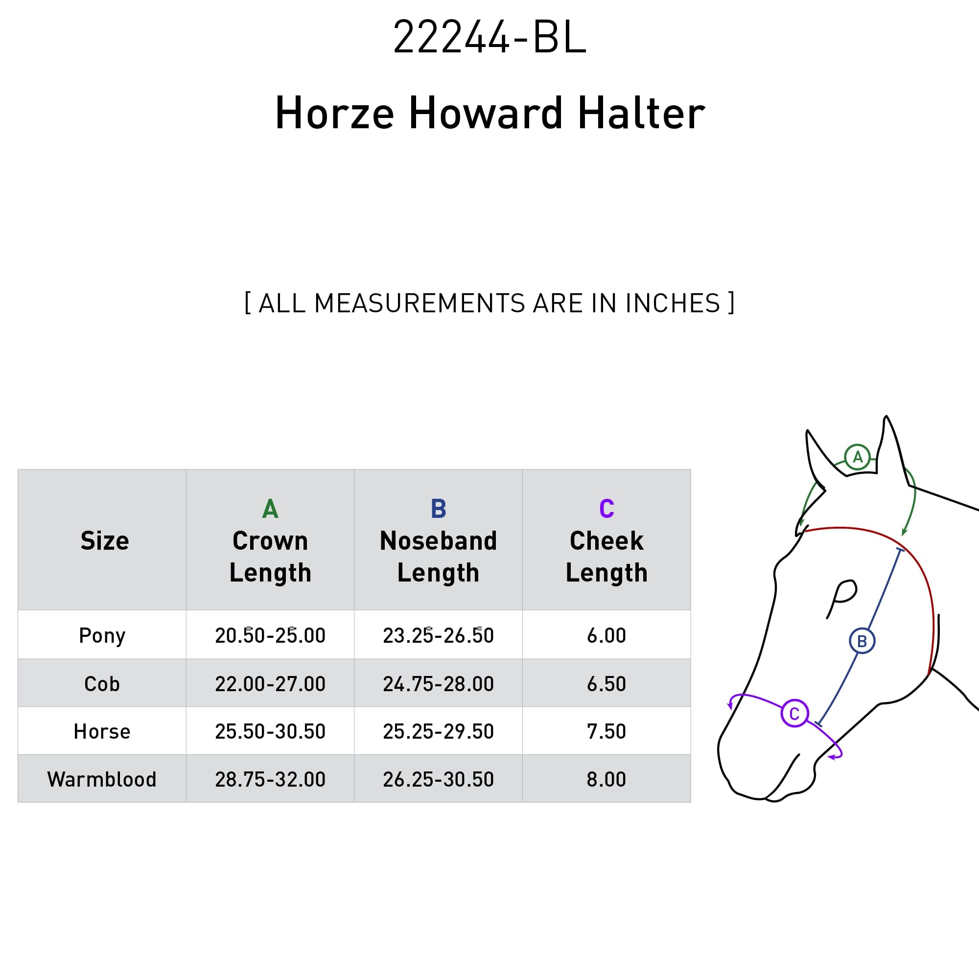 HORZE Pferde Halfter Howard aus Fleece, Halfter für Pferde und Pony, verstellbar, Schwarz, SH