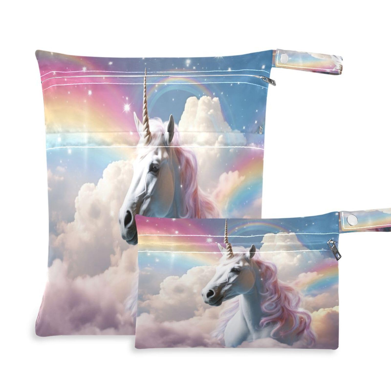 ATTX Sky Horse Wet Dry Bags 2-Pack - Reusable Cloth Diaper Storage for Travel, Beach & Gym | Multi-Use Waterproof Bags for Swimsuits, Baby Clothes, Sports Gear#354