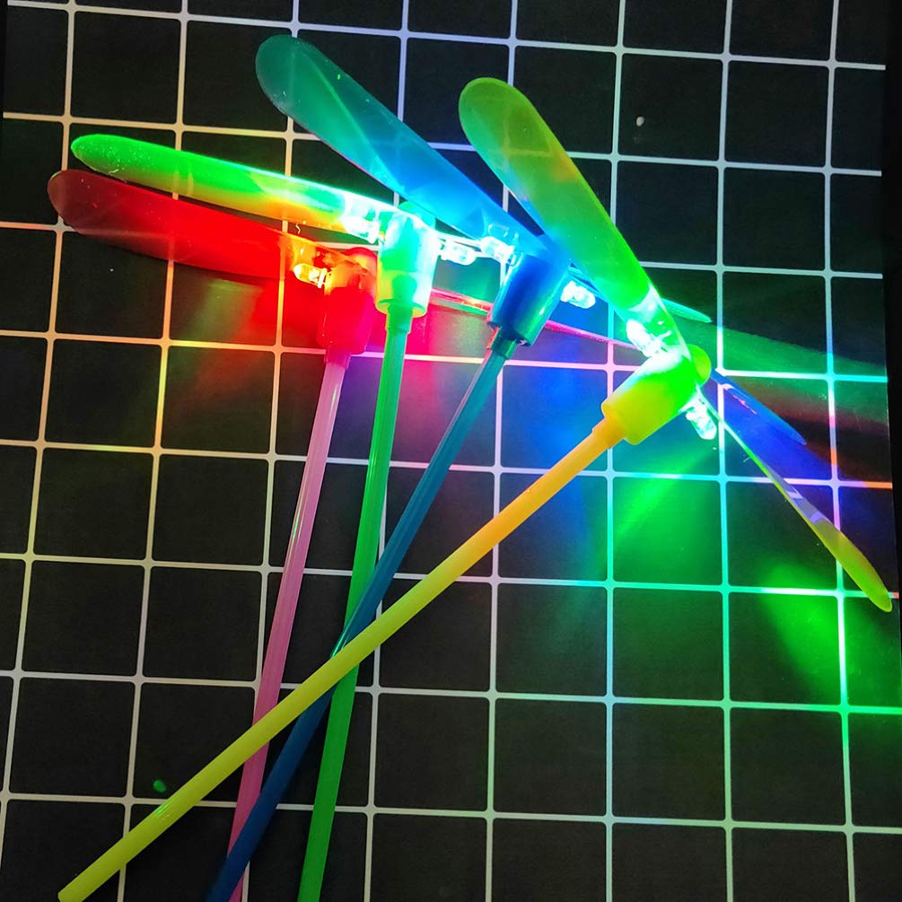 BESPORTBLE Flying Dragonfly Toy Glowing LED Light-up Bamboo-Copter, 30Pcs Plastic Dragonfly - Multi-Colored Great Party Flying Dragonfly Toys for Kids Boys and Girls Plastic Flying Toys