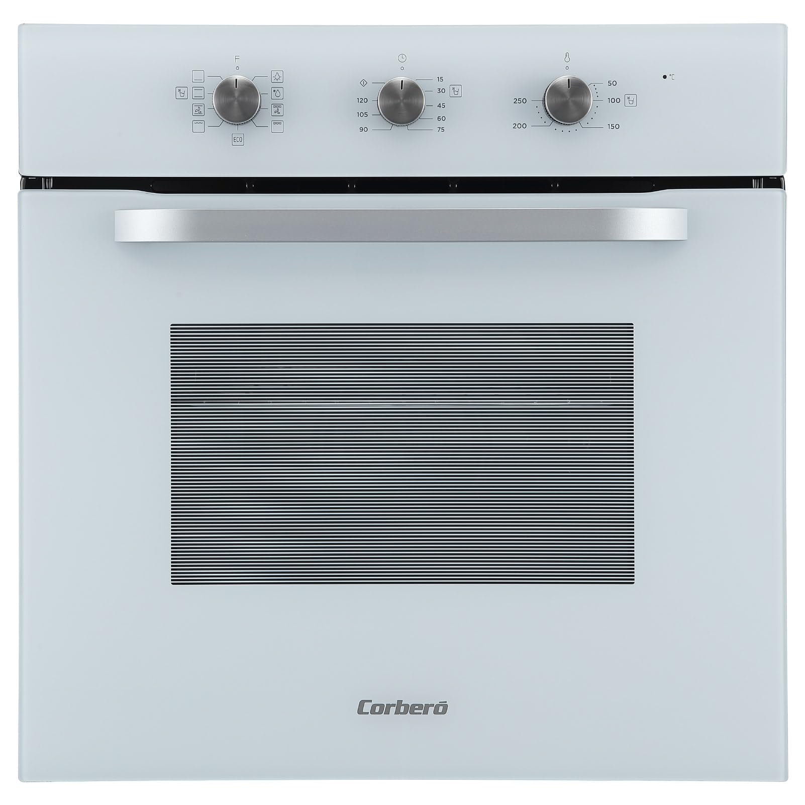 Corberó - Horno Multifunción 65L | CCHM706W | Limpieza Hidrólisis | 3000W | Puerta Doble Cristal | 8 Programas | Luz Interior | Desconexión Automática | Cristal Blanco