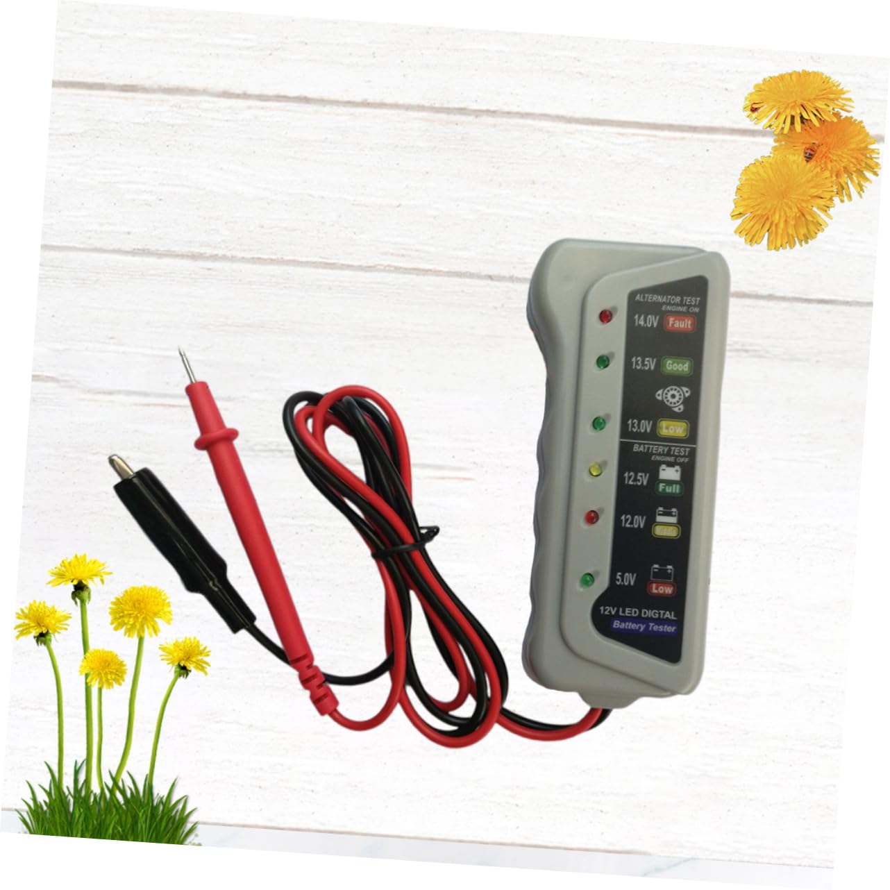 Zerodeko 12V Battery Monitor Practical Tester Digital Charging System Analyzer with LED Indicator for Quick Vehicle Battery Status Operation