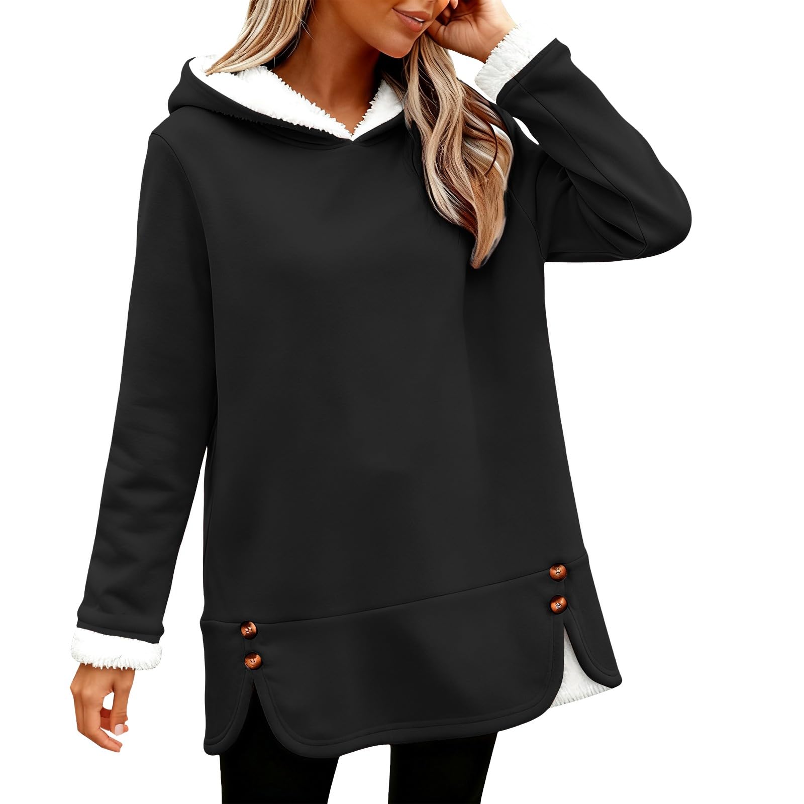 Warm Fleece Sweaters for Women Winter Sherpa Lined Long Sleeve Crewneck Sweatshirt Pullover Loungewear Tunic Tops