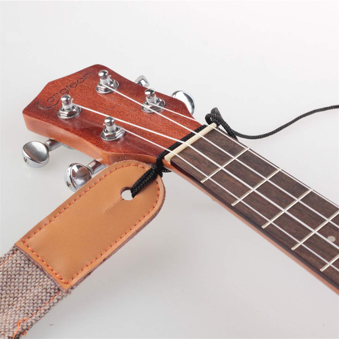 Pasek na ukulele z lnu, skóra, regulowana długość, trwały, z gwoździami, liną i kostkami
