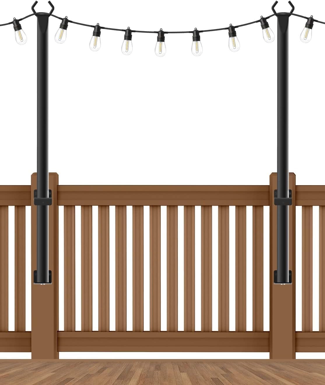 NUERPO Pack String Light Poles,5 Ft Metal Poles with Fork for Outdoor String Lights,Outdoor Light Poles with Fork,Poles/Post/Stand for Outside,Patio (2 Pack 5FT)