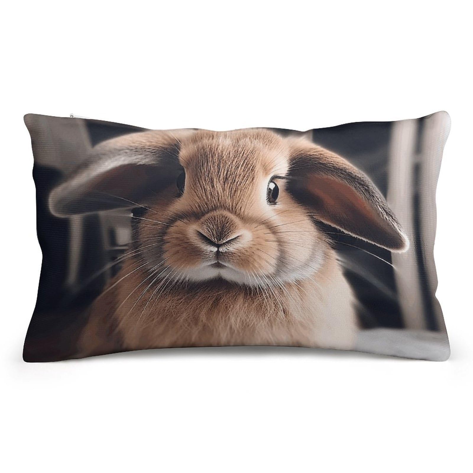 Velvet Pillowcases Standard Size 8"x12", Ultra Soft Breathable Pillow Cases for Bed, Luxury Cozy Fuzzy Pillow Shams, Lumbar Pillow Cover, Rabbit on Bed Cushion Case Home Decor