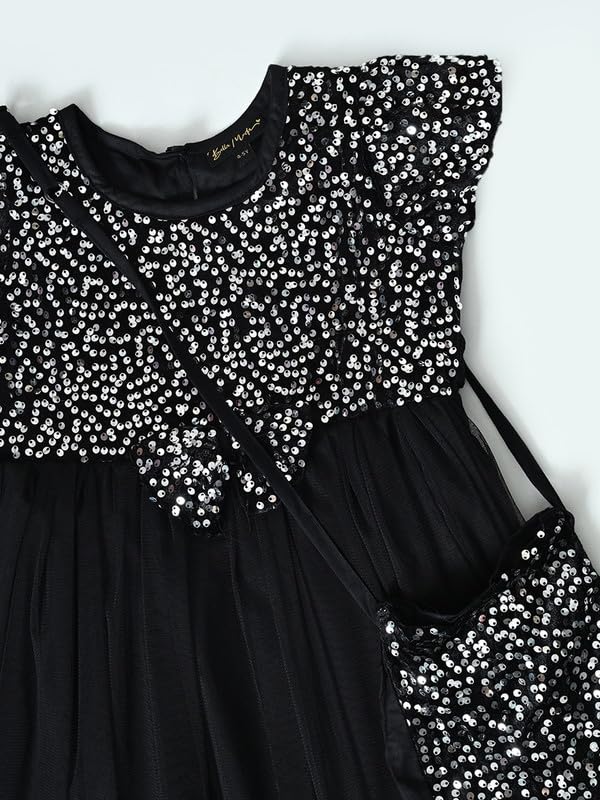 Image of mini mama Girl's Polyester Modern Knee-Length Dress