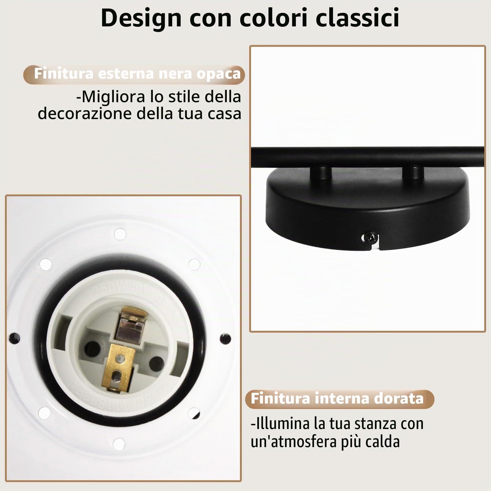 HiBay Lampada Faretti da Soffitto LED E27 Orientabili 2 Luci,Plafoniera Faretti da Soffitto Faretto da Parete in Bianco e Nero VintageMuro per Soggiorno Cucina Cameretta(Senza Lampadina)
