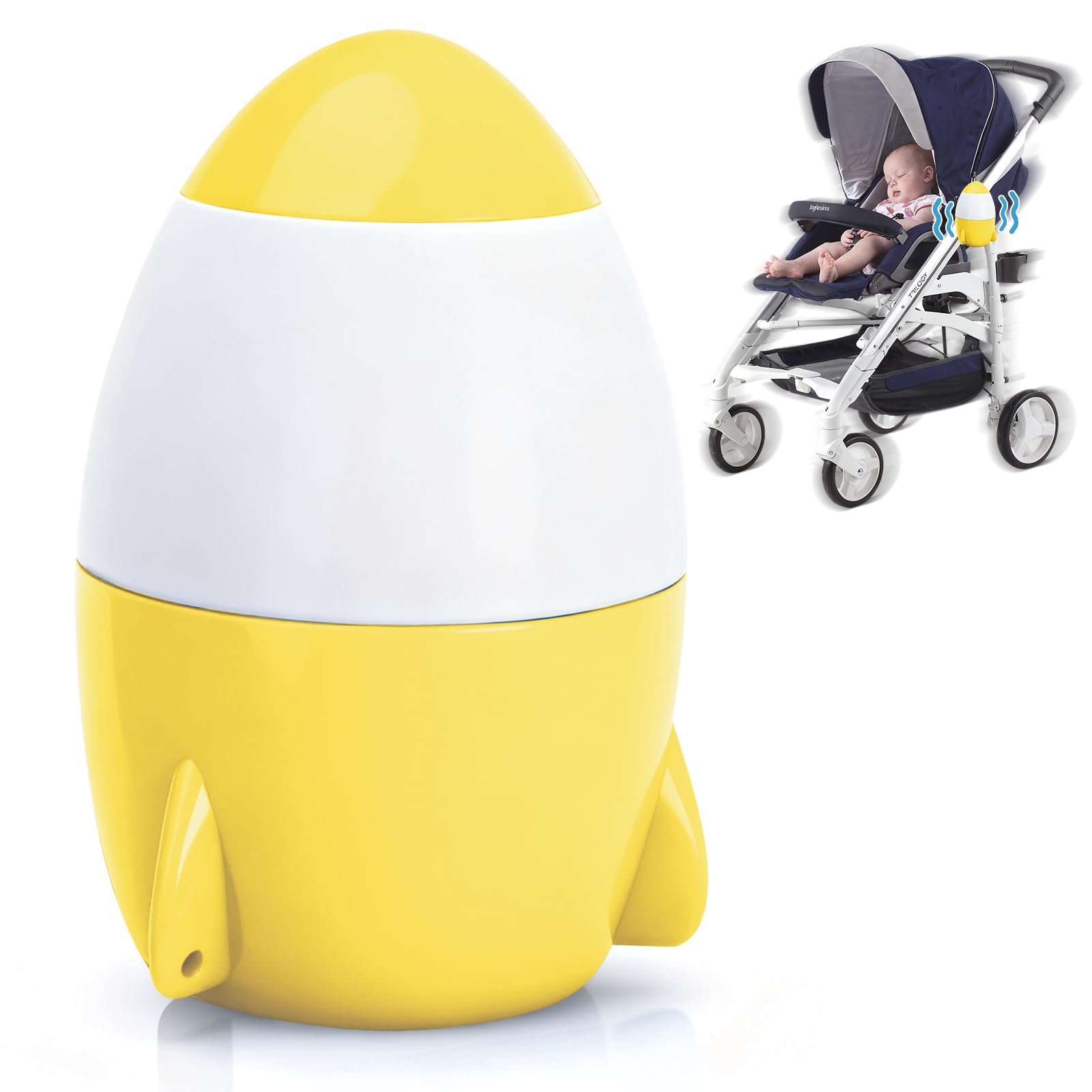 TUWEIPAIKE Hands-Free Rocker with 5-Speed Settings and 40-Minute Timer, Baby Stroller Vibrating Soothing Device Gently Rocks Any Stroller or Pram, Essential Gifts for Newborns (Yellow)