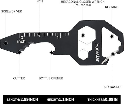 Miniatura 2 de Famstar Llavero multiherramienta, paquete de 2 herramientas de bolsillo de metal para modelado de guitarra, portátil sin óxido, herramientas
