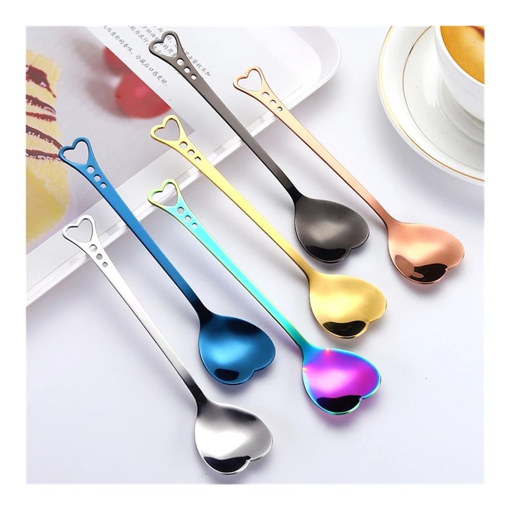 30 cucharas de café de acero inoxidable en forma de corazón (oro rosa)