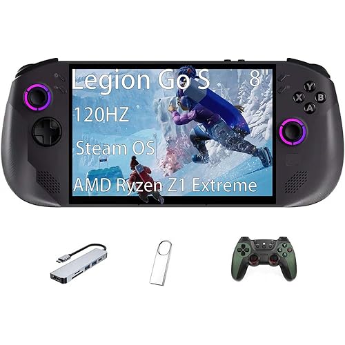 Lenovo Legion Go S Gaming Handheld Consoles, AMD Ryzen Z1 Extreme, Steam OS, 32GB 1TB SSD, 8" 120Hz IPS LCD Touch Screen, with GSF Kit