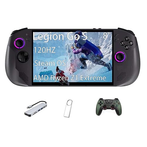 Lenovo Legion Go S Gaming Handheld Consoles, AMD Ryzen Z1 Extreme, Steam OS, 32GB 1TB SSD, 8" 120Hz IPS LCD Touch Screen, with GSF Kit