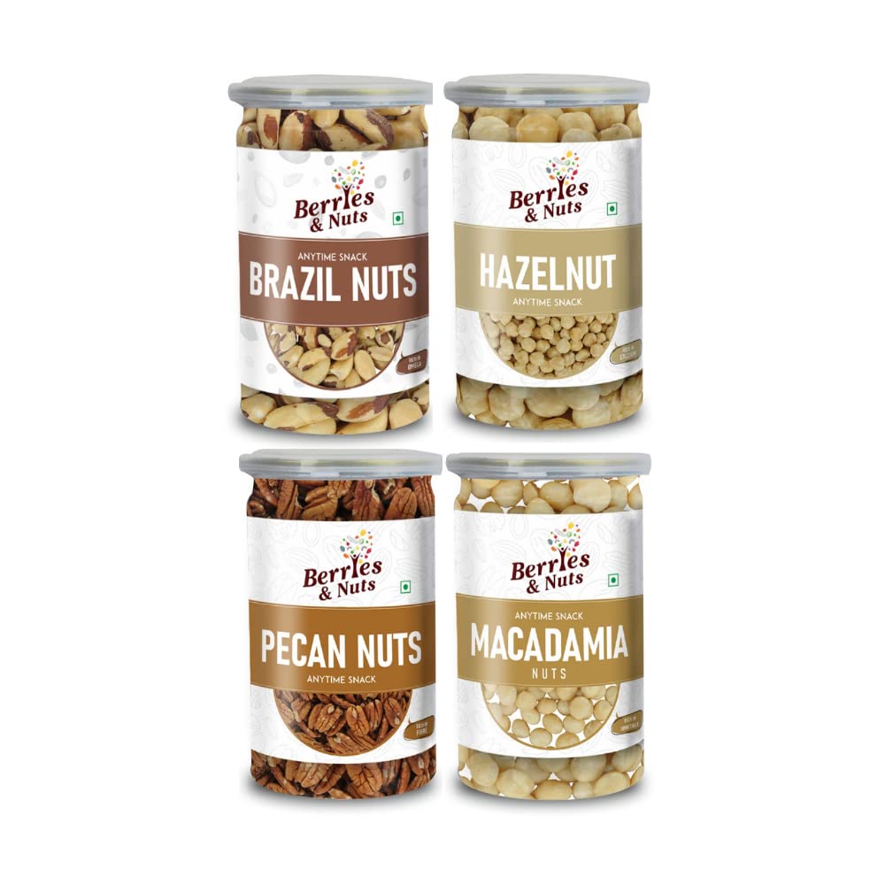 Berries And Nuts Premium Hazel, Pecan, Brazil & Macadamia Nuts Combo | Hazel Nut 170 Grams, Pecan Nuts 150 Grams, Brazil Nuts 200 Grams, Macadamia Nuts 170 Grams | 690 Grams (B0B63NJSDD) Amazon Price History, Amazon Price Tracker