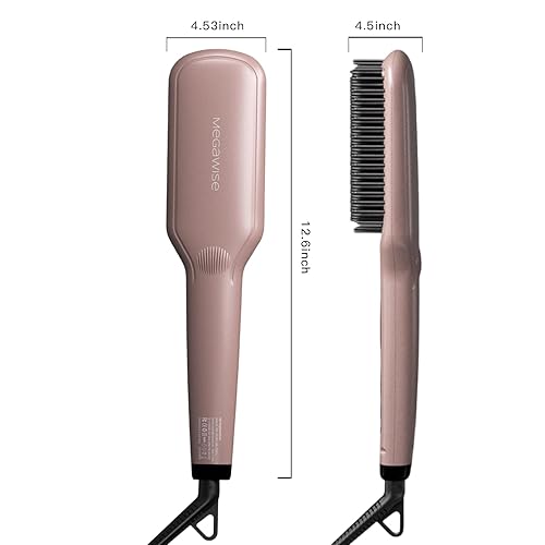 Vista 10 de MEGAWISE MEGAWISE - Cepillo de cerámica actualizado para alisar el cabello, cepillo caliente de doble voltaje antiquemaduras, cable giratorio, Rosado