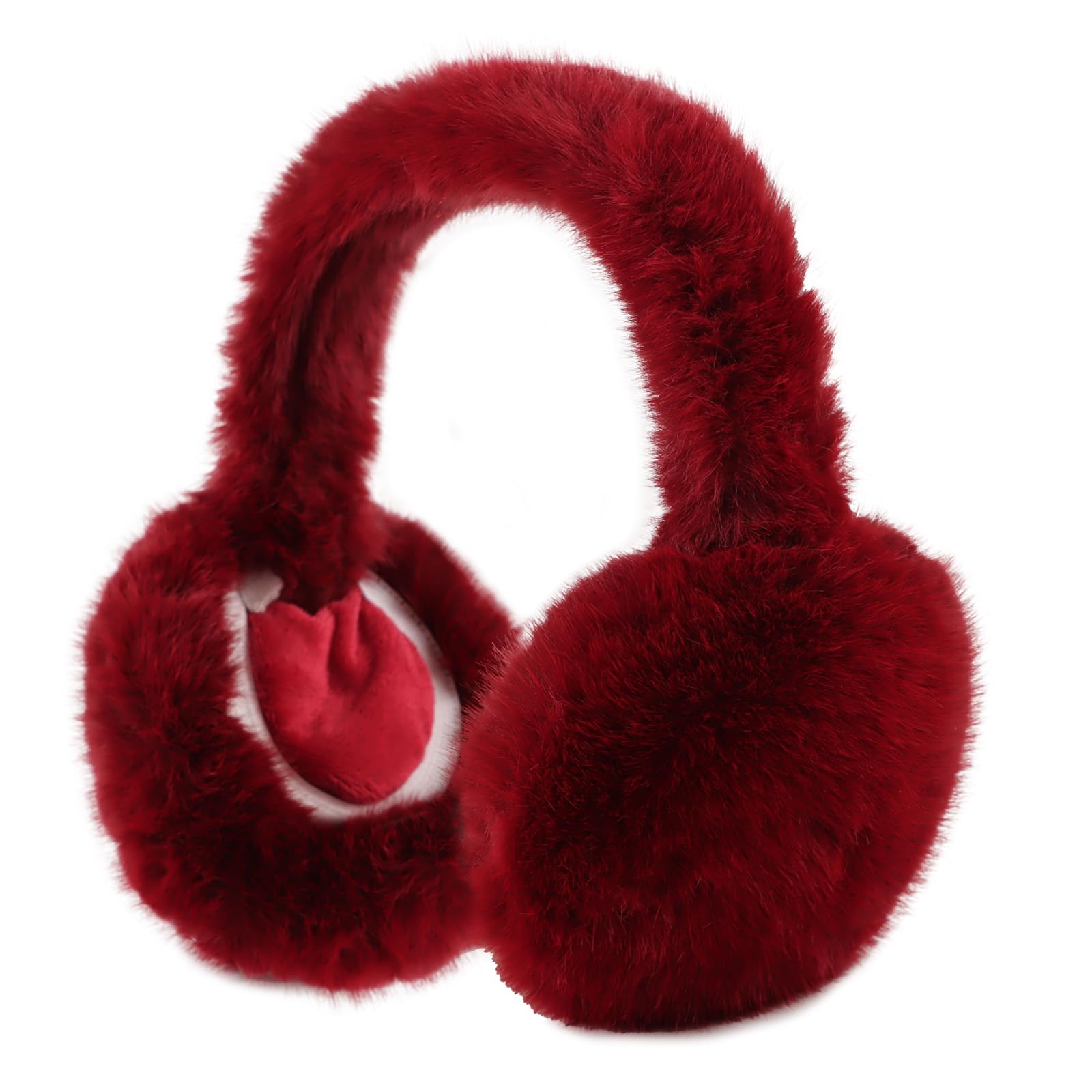 Colorful Ear Muffs For Winter Foldale Ear Warmers For Women Fluffy Earmuff Ear Covers (Winered)-image-38