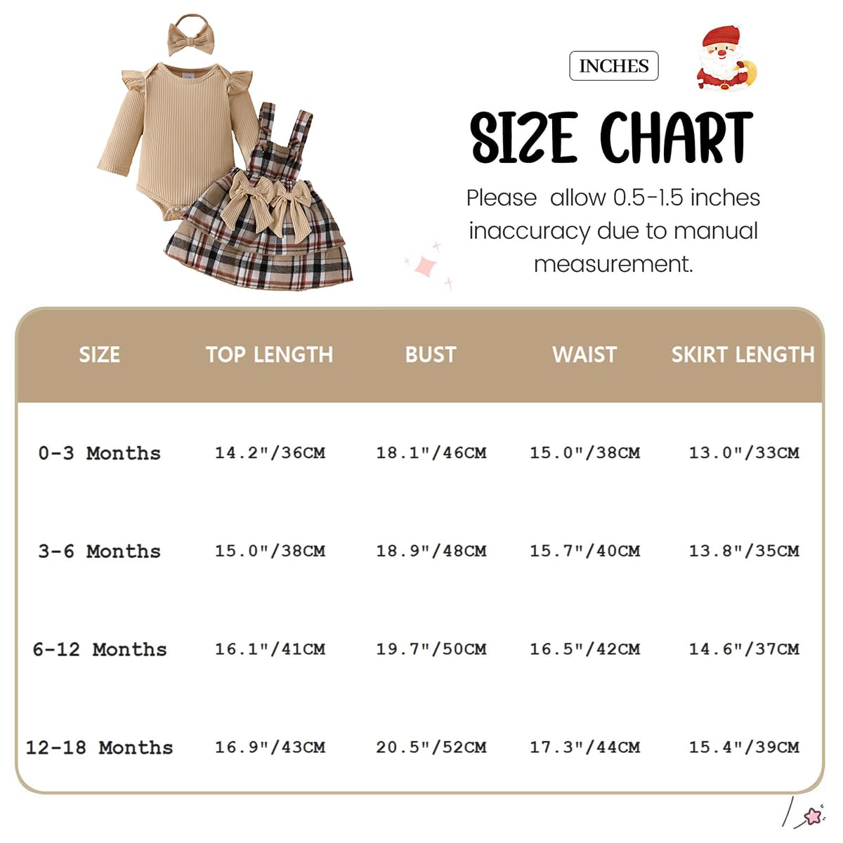 Conjunto Faldas para Niñas Recién Nacidas Manga Larga/Corta Top con Volantes + Cuadros/Osos Cariñosos Vestido con Tirantes Otoño Invierno Ropa Trajes