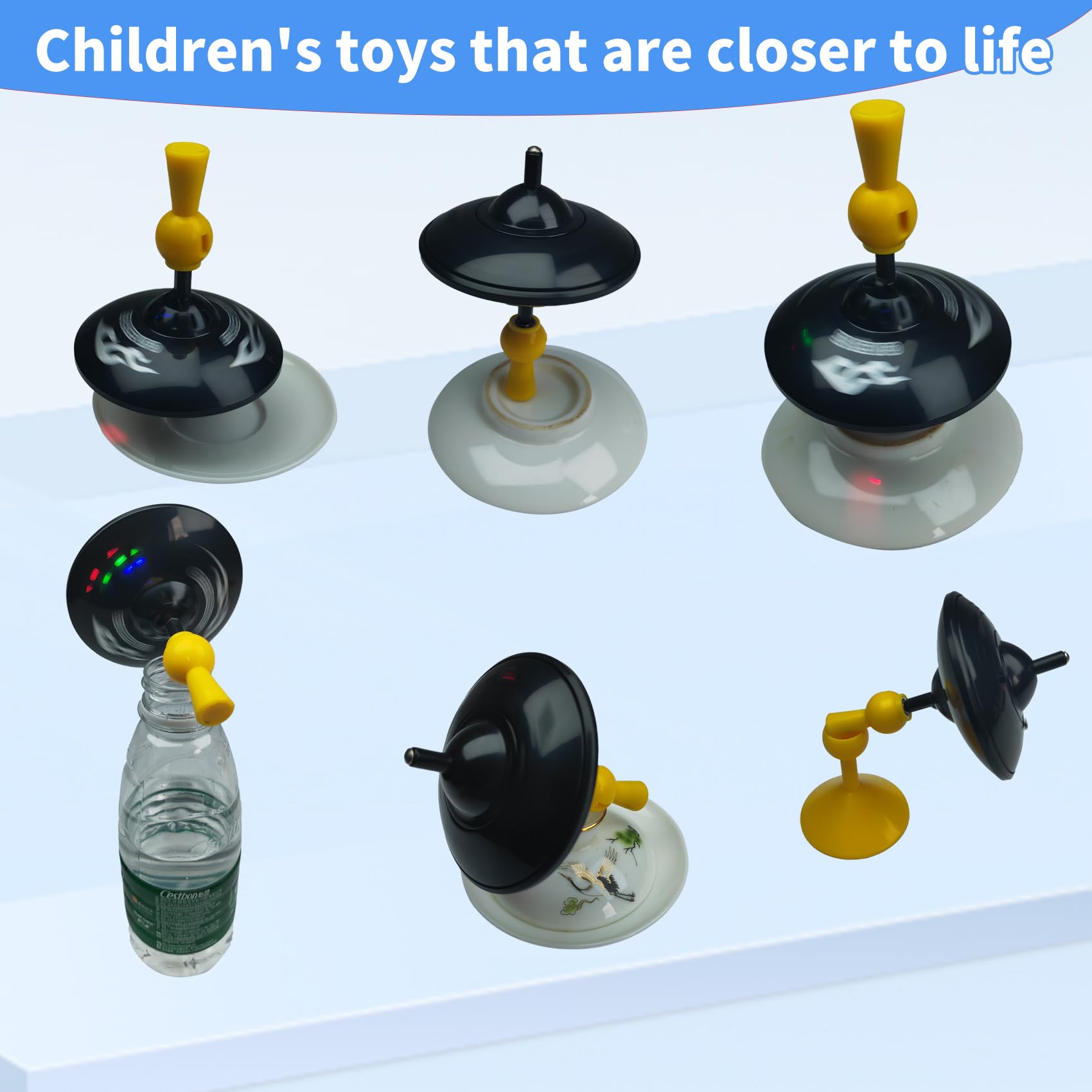 NSUKAKULU The Anti-Gravity Space Flying Saucer Gyroscope Has Various Ways af Playing and is a Gift aor Children to Play and Entertain (Black Anti-Gravity gyro UFO)