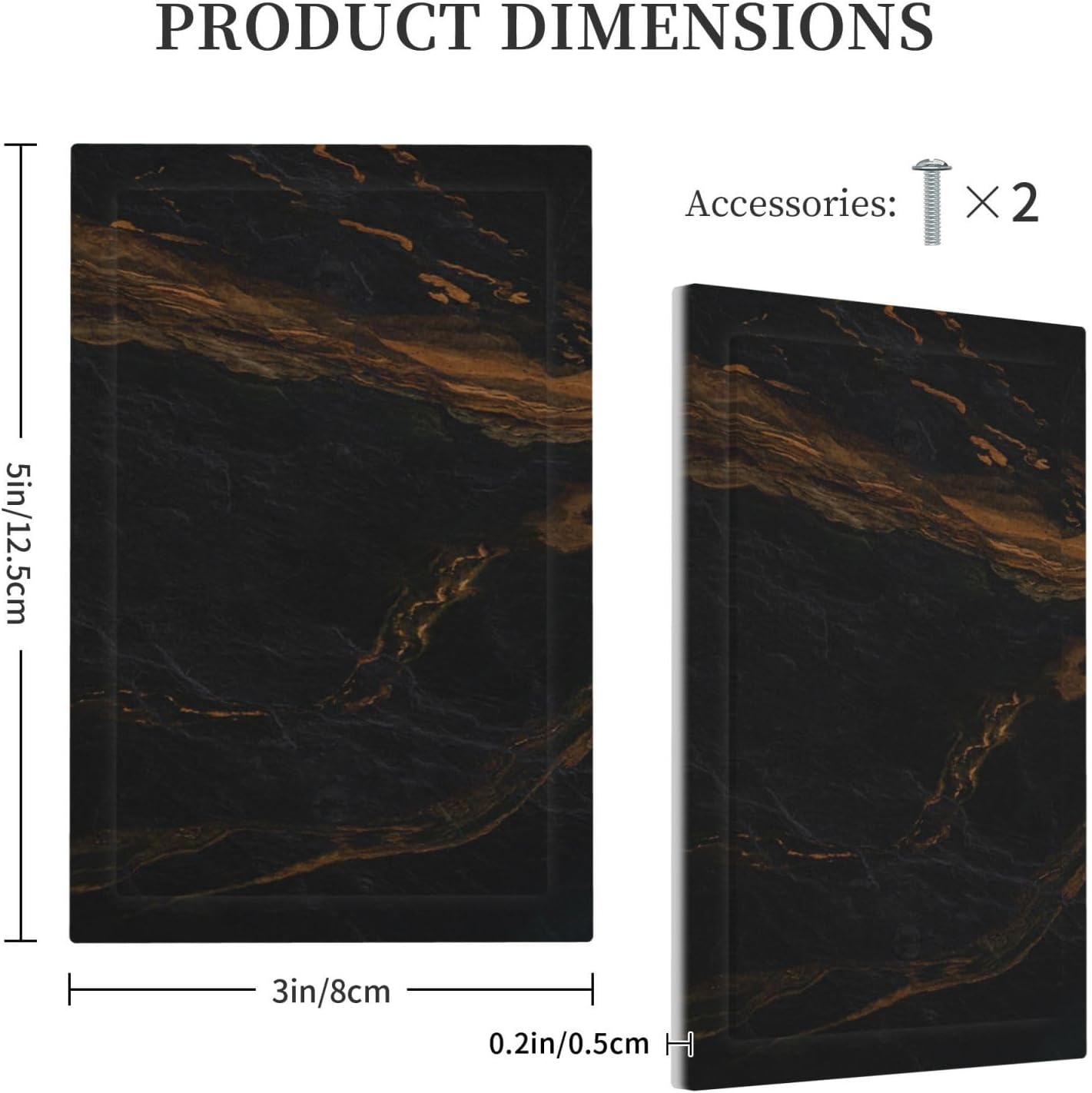 Light Switch Cover Plate Black Gold Marble Pattern 1 Gang No Device Blank Wall Plate Decorative Switch Plate Covers Electrical Outlet Cover for Bedroom Home Decor