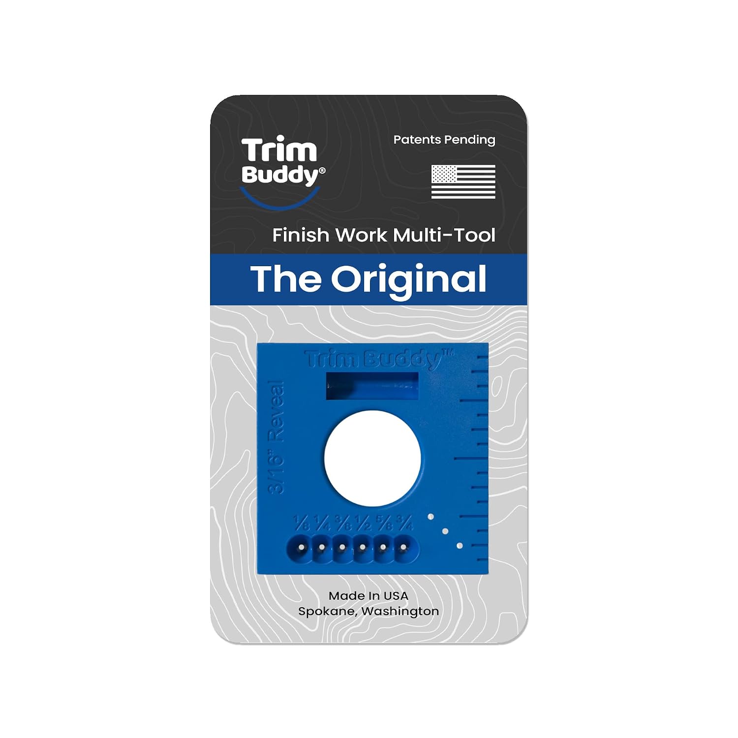 Trim Installation Finishing Carpentry Multi-Tool for Door & Window Casing – 3/16" Reveal Gauge Spacer with Built-in Ruler, Trim Buddy Original, Made in USA