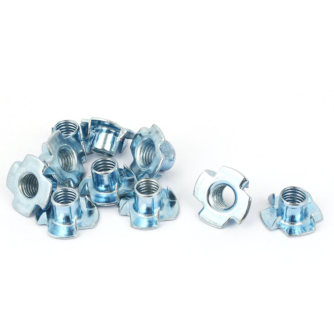 Uxcell Sourcingmap M10 Carbon Steel 4 Pronged Tee Nut T-Nut For Table Legs Rock Climbing Wall Woodwork Holds Wood Cabinetry 10 Pcs