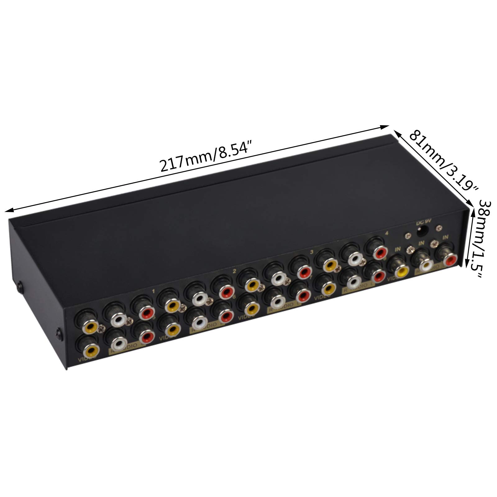 8-fach Composite RCA AV Splitter 1x8 Video 1 in 8 Out Selector Box Splitter Distributor für STB DVD HDTV