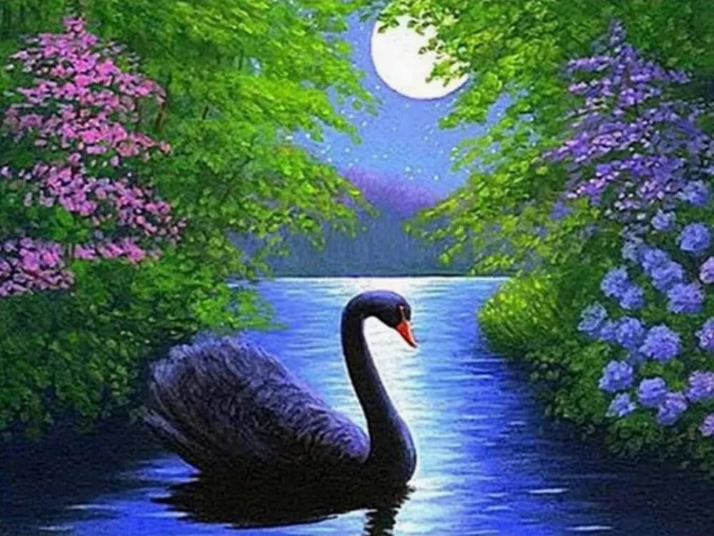 Weiniuniu Diamond Painting Kits For Adults Swan Diy Bead Crystal Rhinestone Craft Easy 5D Dimond Picture Art Home Wall Decorations 50X70cm