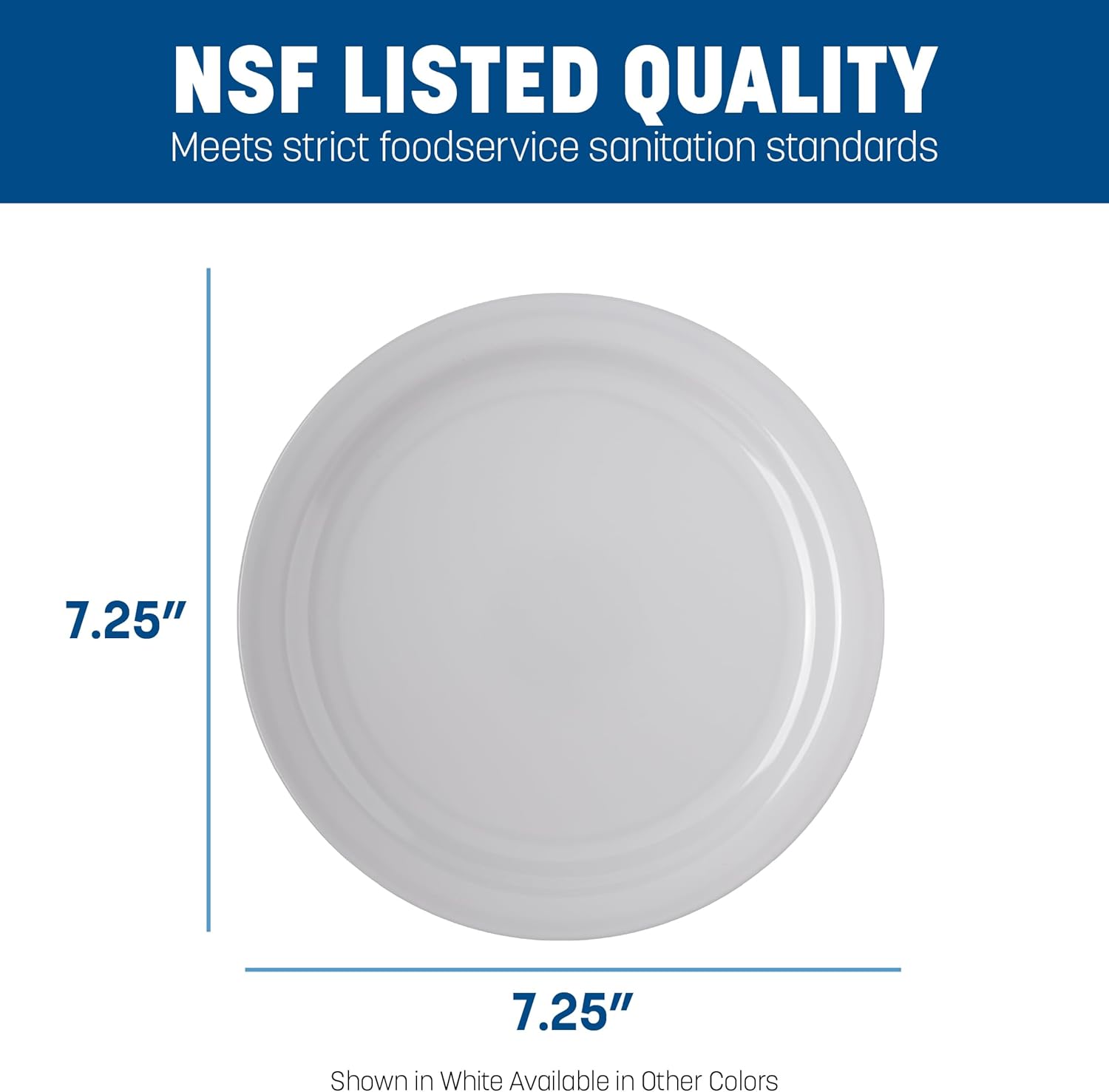 Carlisle FoodService Products Kingline Reusable Plastic Plate Sandwich Plate for Home and Restaurant, Melamine, 7.25 Inches, White, (Pack of 48)