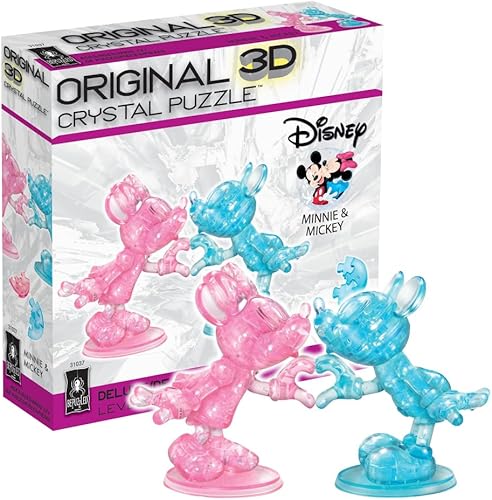 BePuzzled  Disney Minnie and Mickey Mouse Heart Deluxe Original 3D Crystal Puzzle, a partir de 12 años