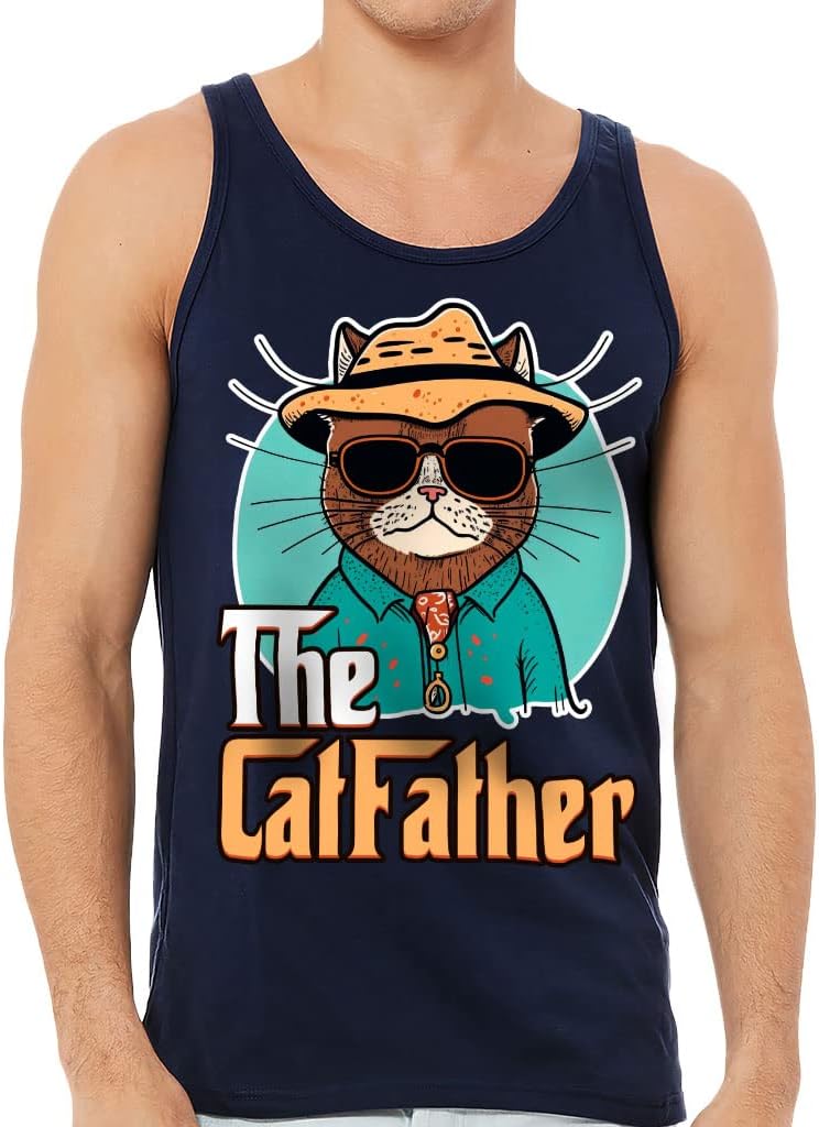 The Catfather Tank - Cat Graphic Workout Tank - Printed Jersey Tank