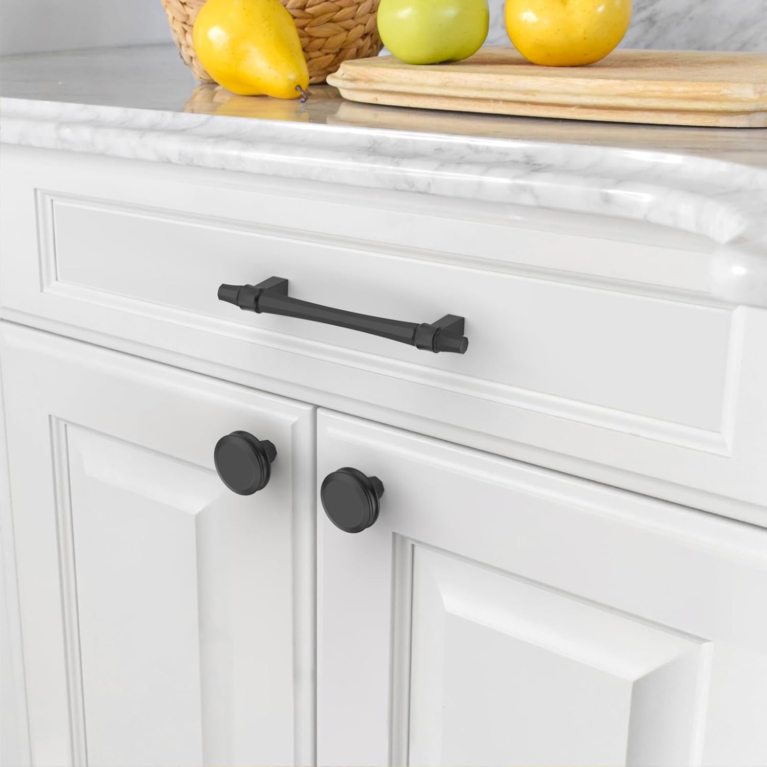 Amerdeco 10 Pack Matte Black Cabinet Pulls 3.75 Inch(96mm) Hole Center Drawer Pulls Cabinet Hardware Kitchen Cabinet Handles for Bathroom ZH0073