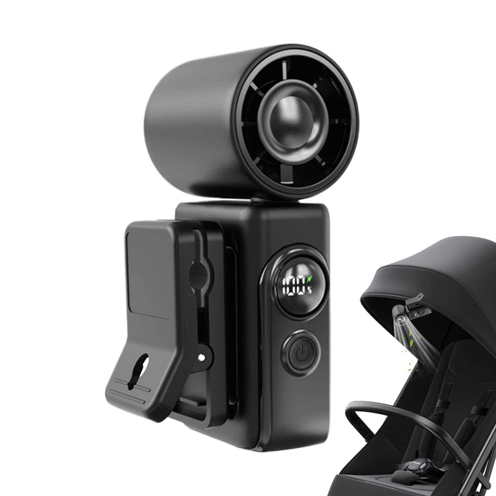 Ventilatore per auto, rotazione a 360 gradi, ricaricabile, display a LED, portatile, ventilatore con clip, per adulti, studenti, viaggi, auto, guida, campeggio, spiaggia all'aperto